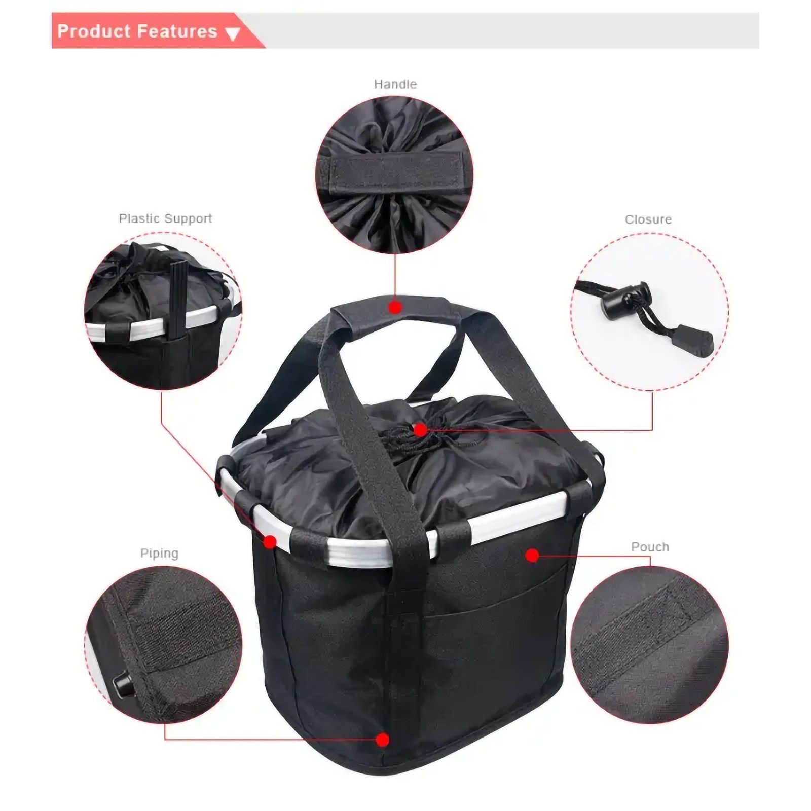 Foldable Bicycle Basket, Outdoor Cycling Equipment Bag - Image 3
