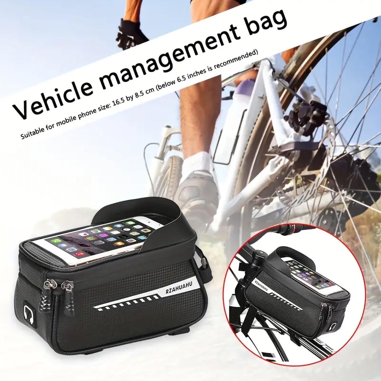Waterproof Bike Front Frame Bag With TPU Touch Screen Visor - Image 4