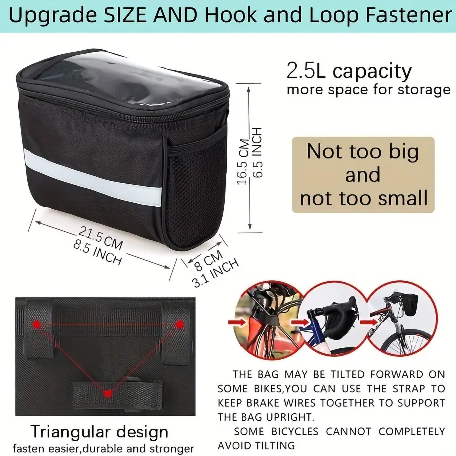 Safety Ride & Stylish Look Reflective Bicycle Saddle Bag - Image 2